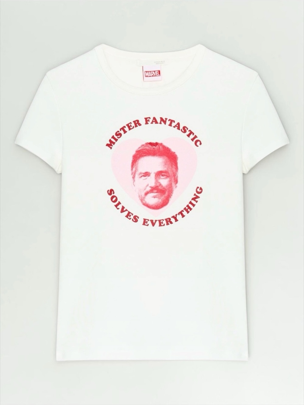 Zara Marvel Mister Fantastic Pedro Pascal Graphic Baby Tee NWT Small - Picture 1 of 2